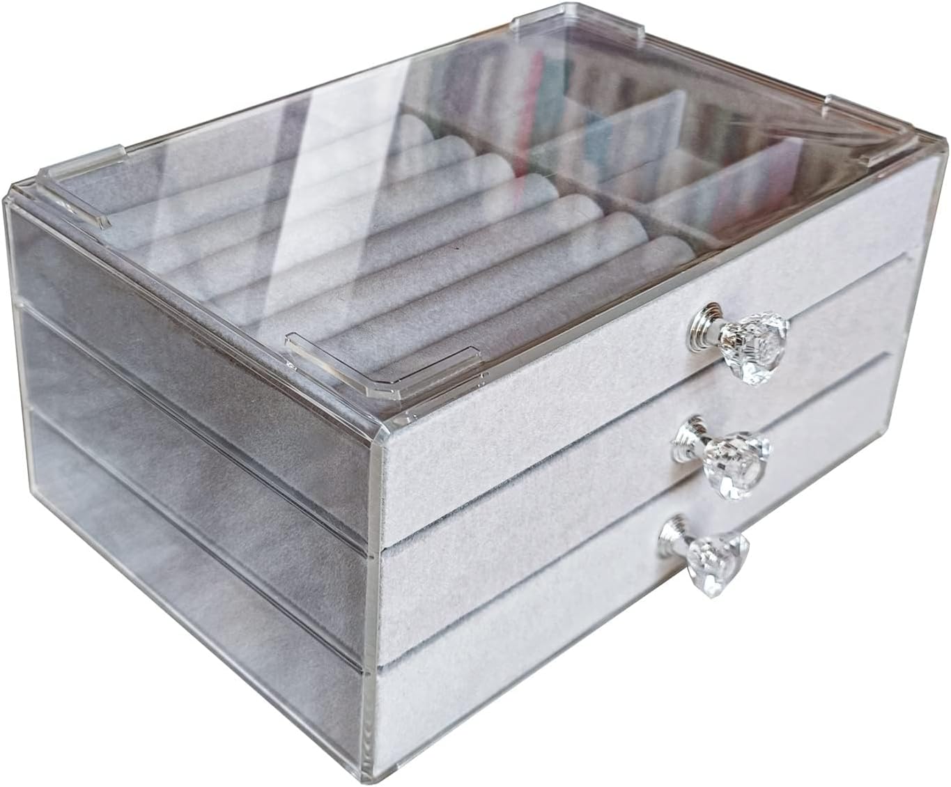 Velvet Jewellery Organiser – 3 Drawers — photo 2