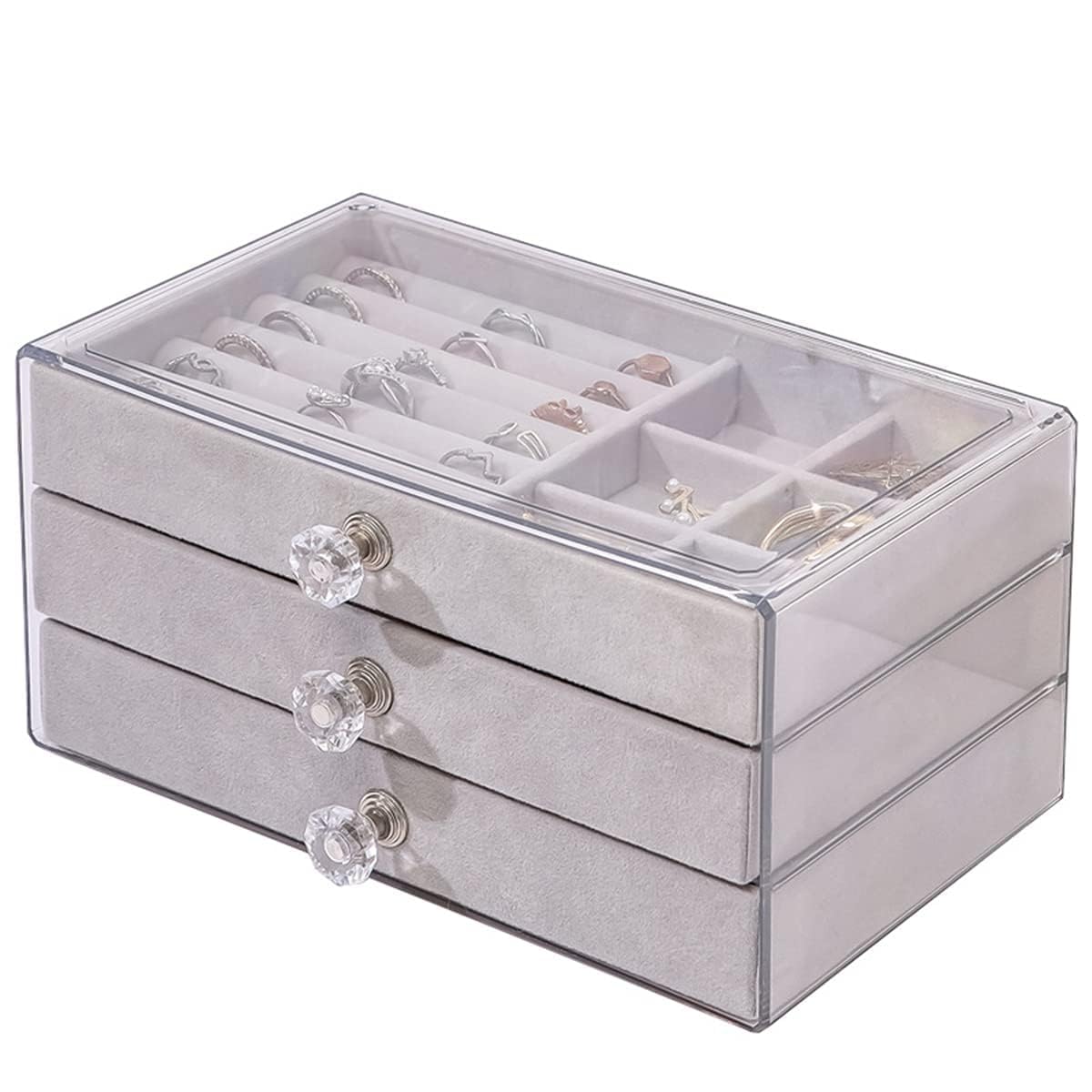 Velvet Jewellery Organiser – 3 Drawers — photo 3