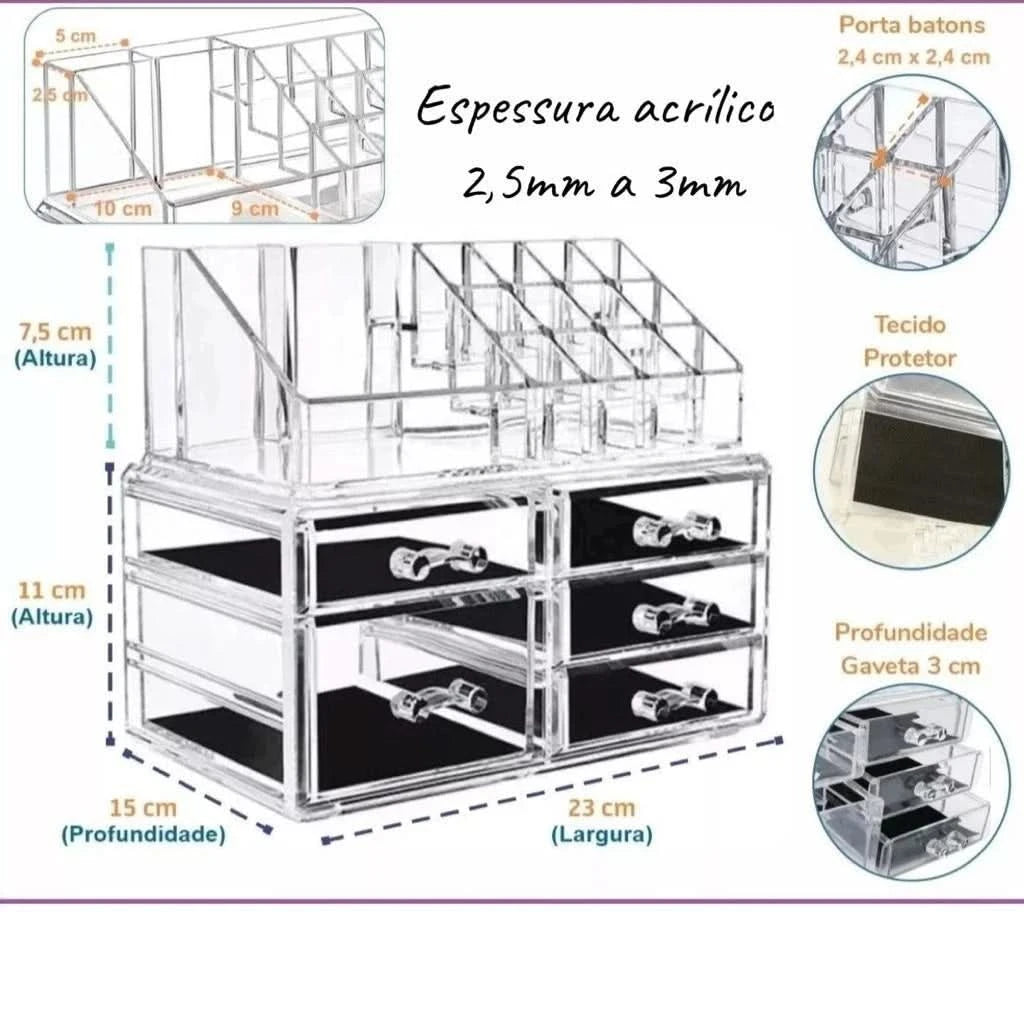 Acrylic Makeup Organiser – Clear Cosmetic Storage