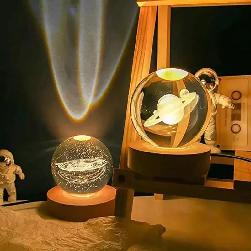 Galaxy Crystal Ball Lamp – 3D Moon & Starlight Night Light