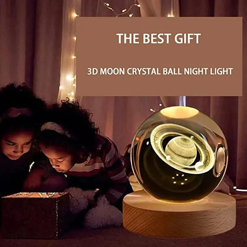 Galaxy Crystal Ball Lamp – 3D Moon & Starlight Night Light