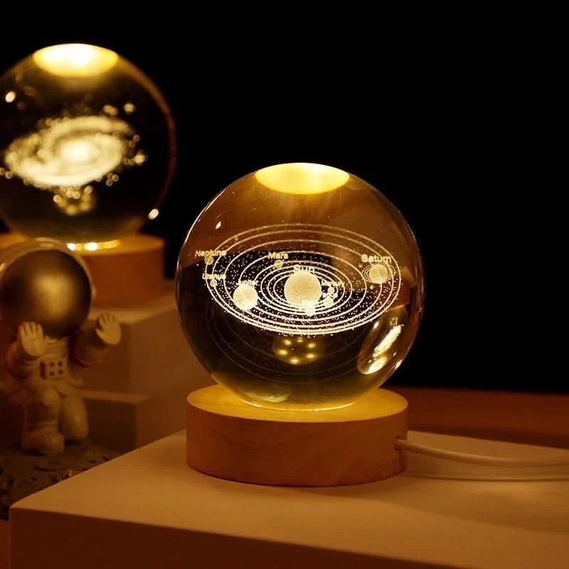 Galaxy Crystal Ball Lamp – 3D Moon & Starlight Night Light