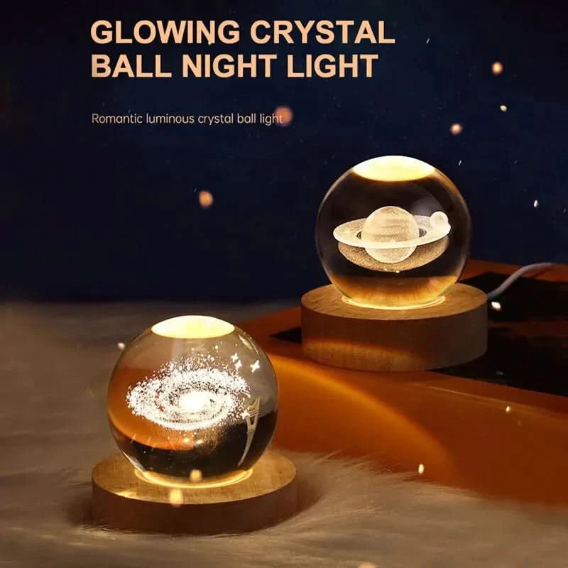 Galaxy Crystal Ball Lamp – 3D Moon & Starlight Night Light