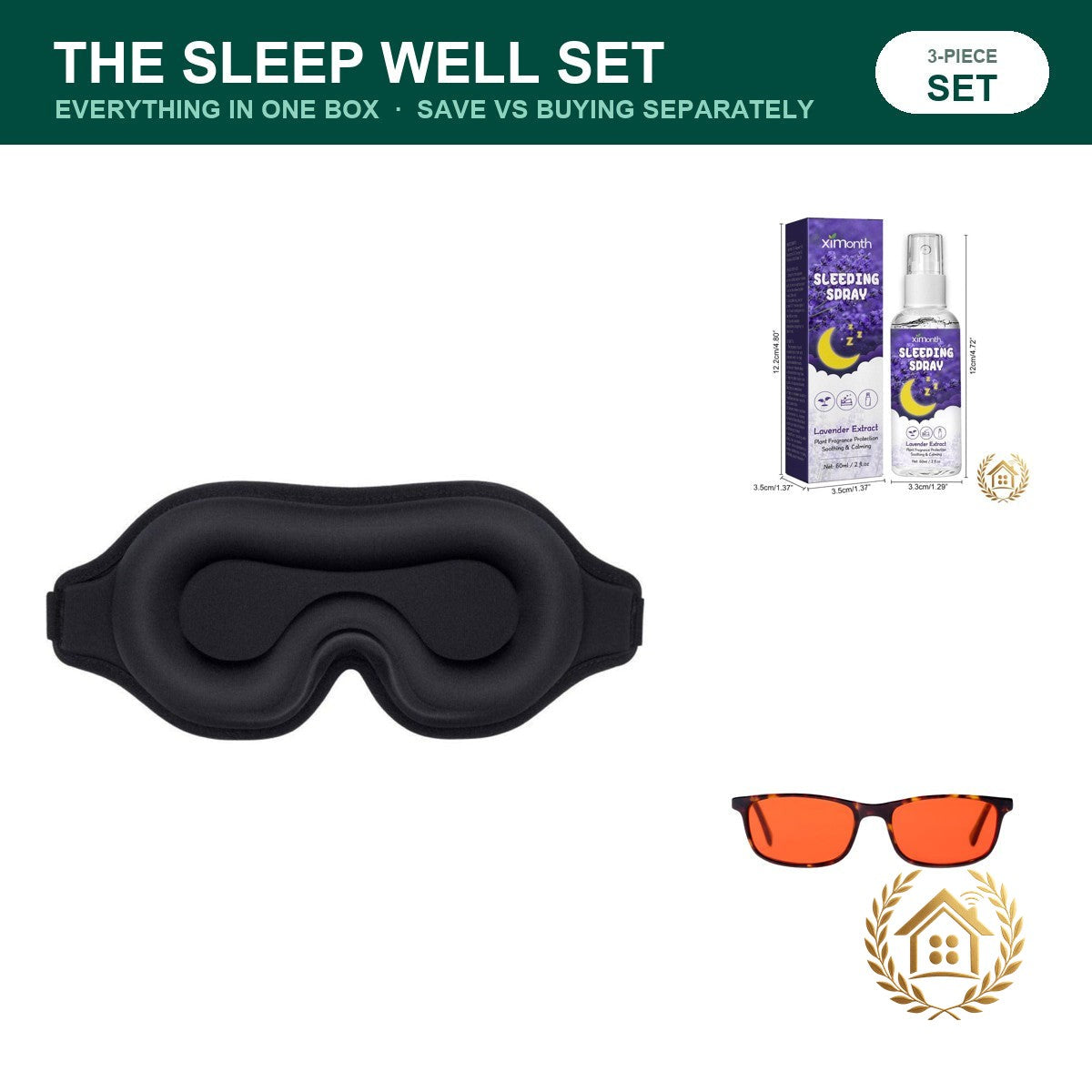 The Sleep Well Set — Mask, Mist & Blue-Light Glasses