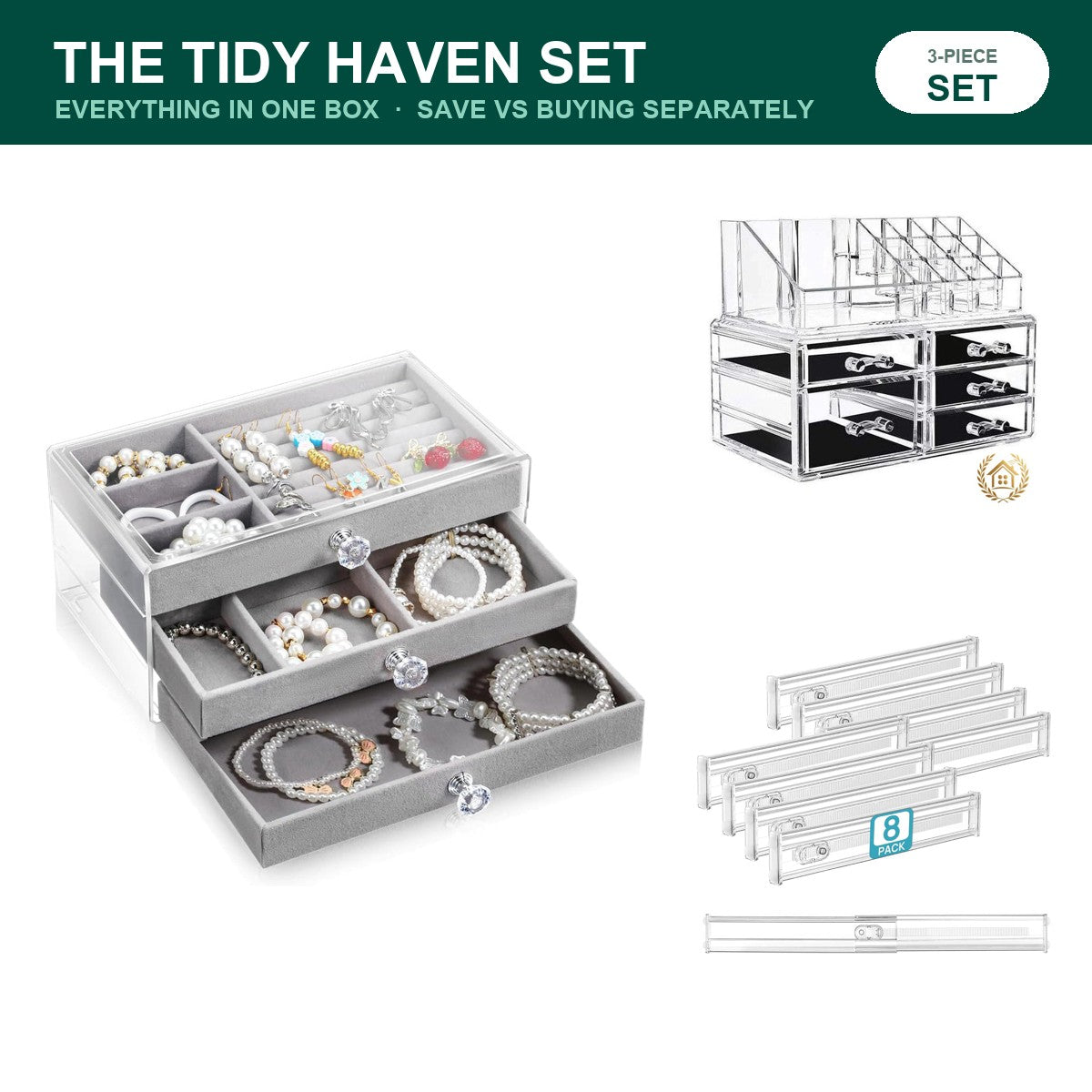 The Tidy Haven Set — Jewellery, Vanity & Drawer Order — three-piece set